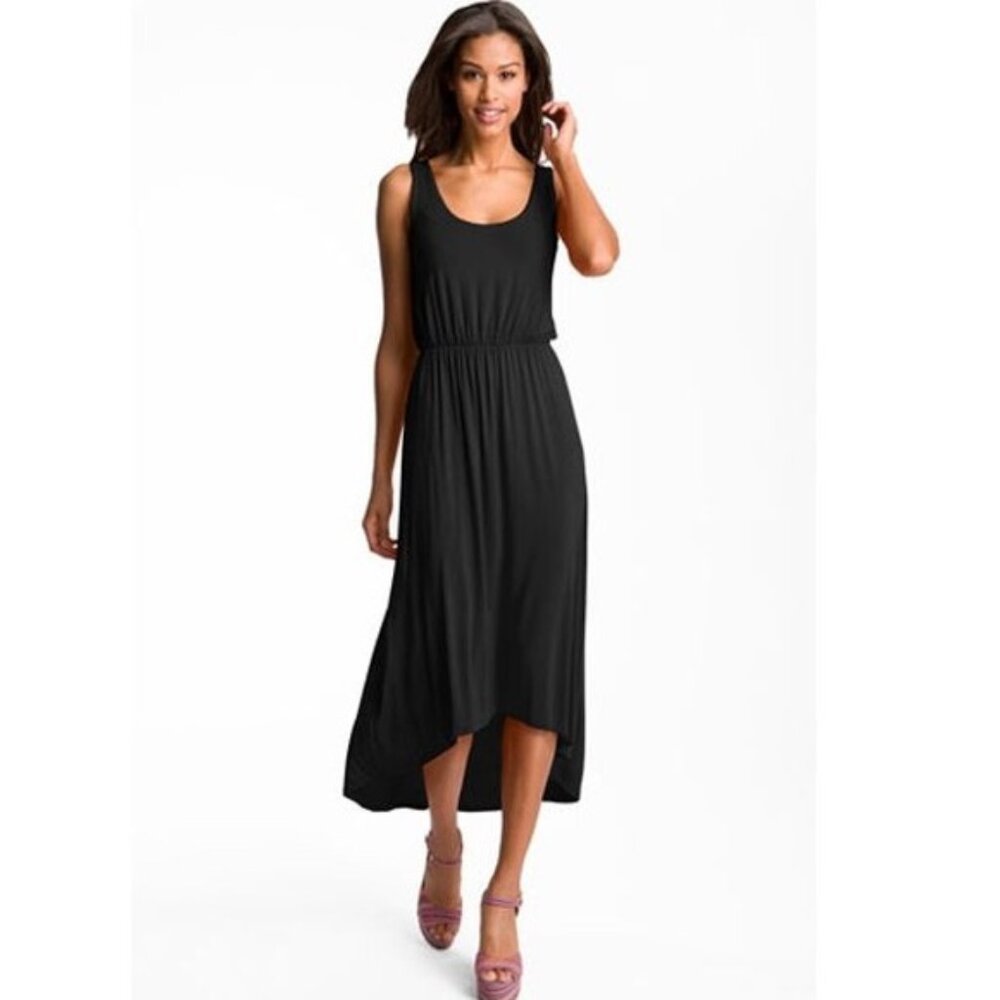 Felicity and Coco High Low Hem Stretch Jersey Black Tank Midi Maxi Dress Xsmall‎